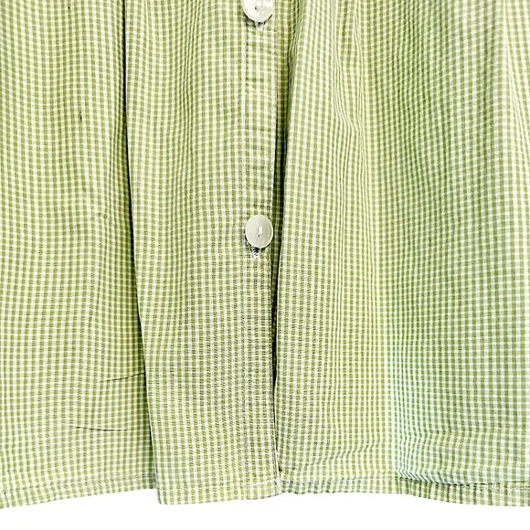 Avenue The Pleat Shirt Apple Green White Gingham Button Front 3/4 Sleeve 18/20 - Picture 11 of 14